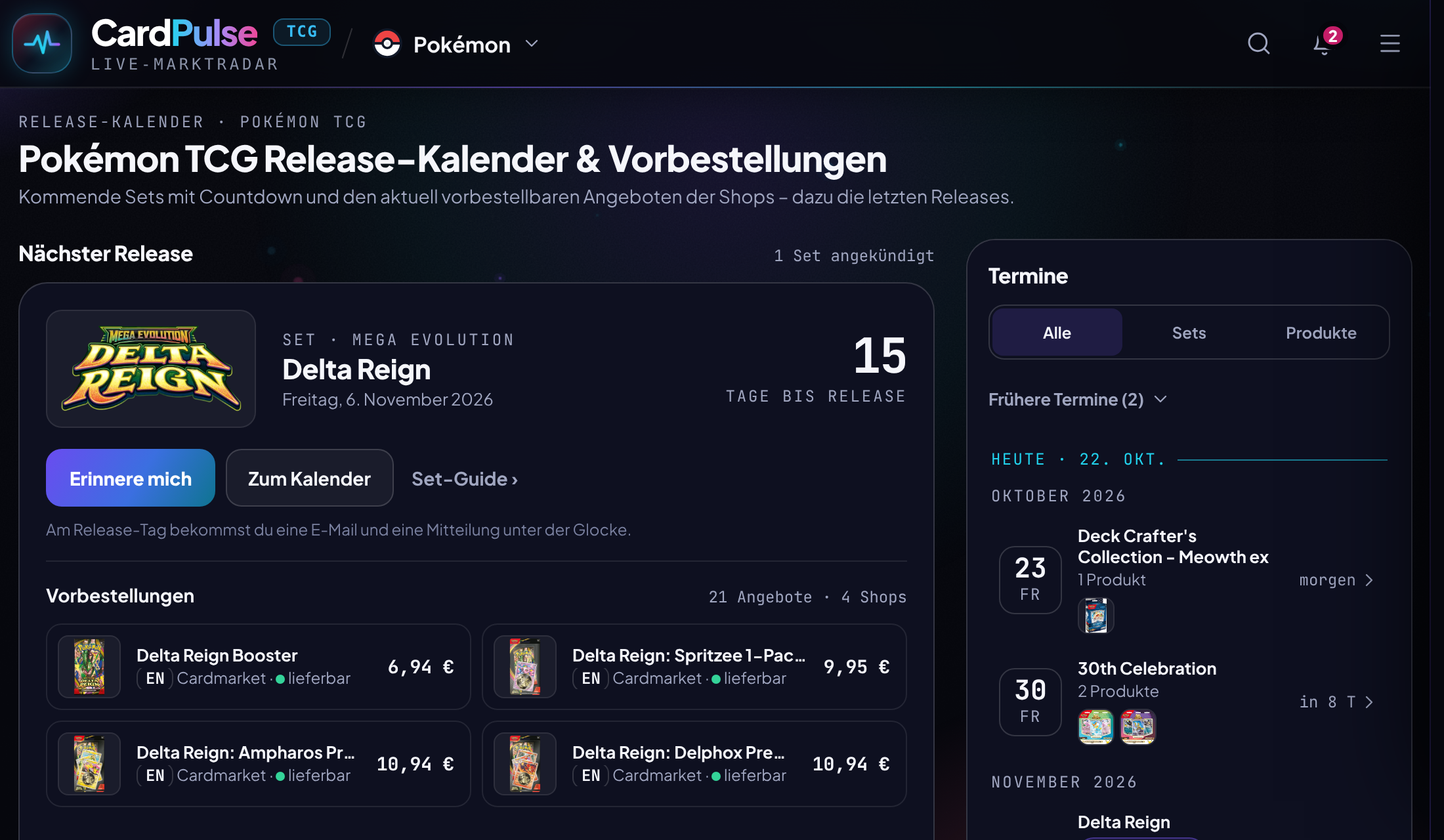 CardPulse Release-Kalender: Delta Reign in 15 Tagen mit Vorbestellungen