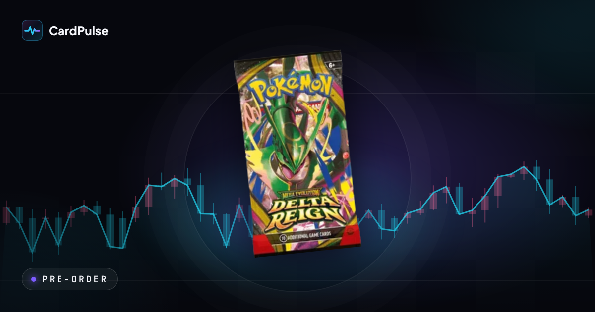 Delta Reign Elite Trainer Box in front of a CardPulse price chart