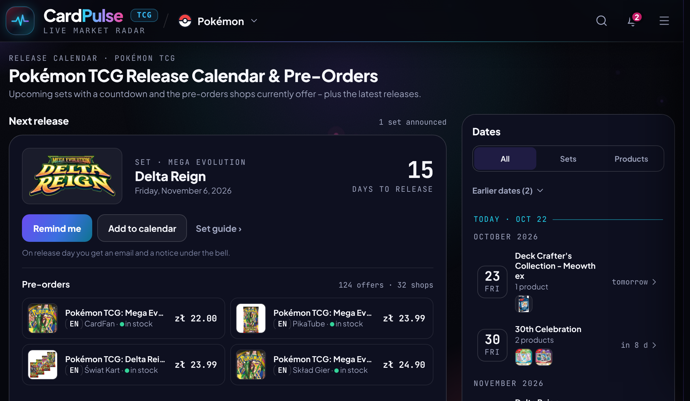 CardPulse release calendar: Delta Reign in 15 days with preorders from Polish shops