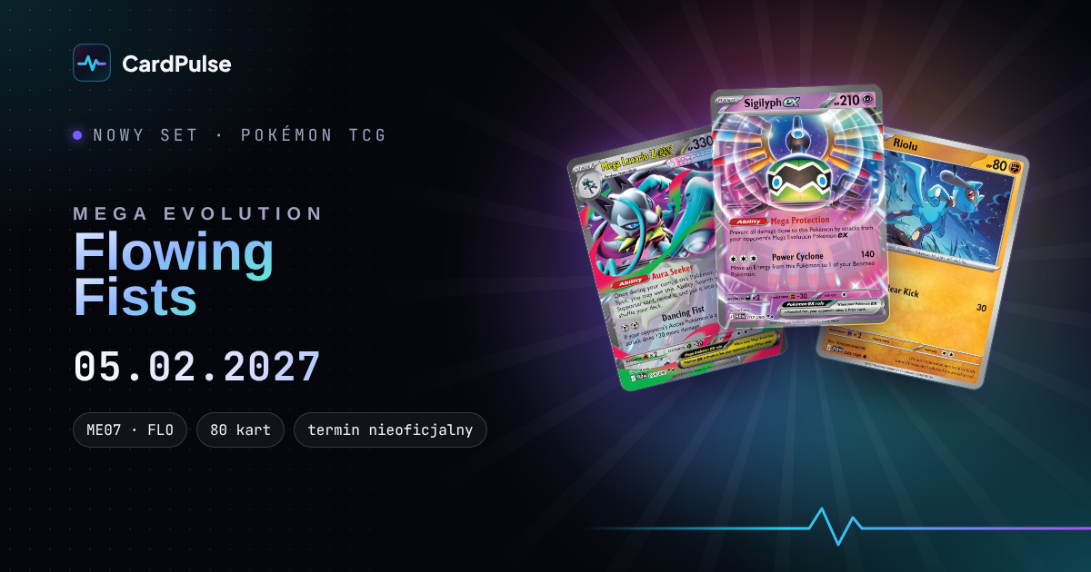Baner Flowing Fists z kartami Mega Lucario Z ex, Sigilyph ex i Riolu