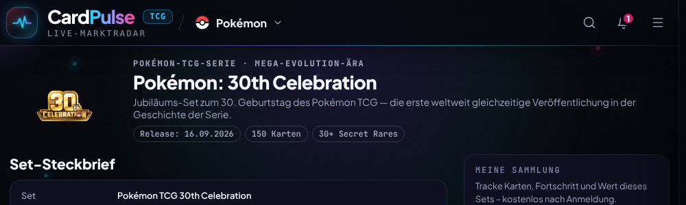 Set-Guide zu Pokémon 30th Celebration bei CardPulse